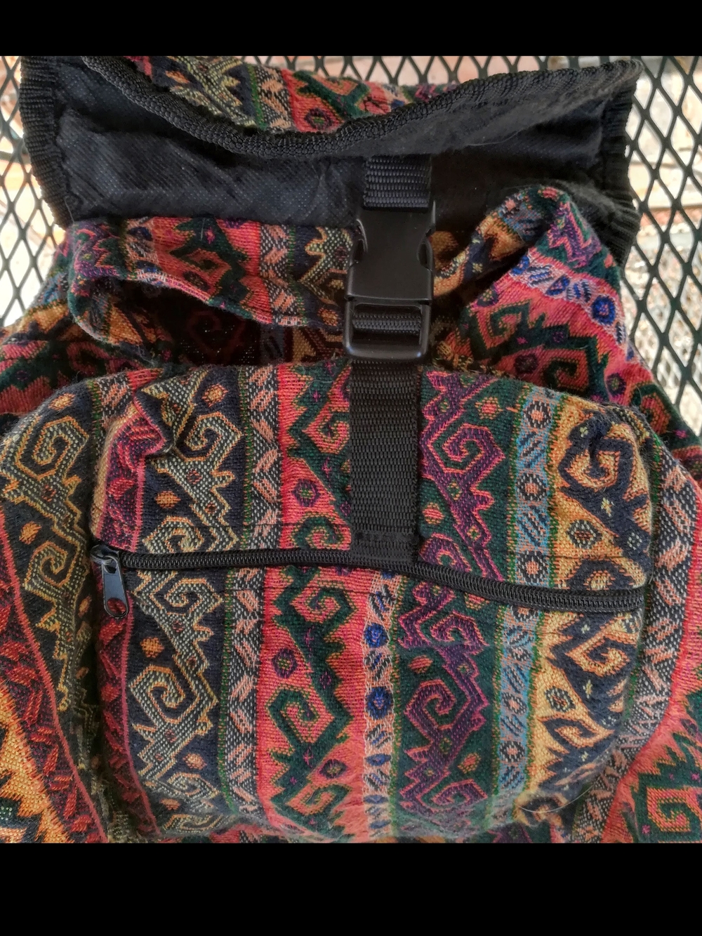 Colorful Boho Woven Backpack - Multicolor - Picture 7 of 9